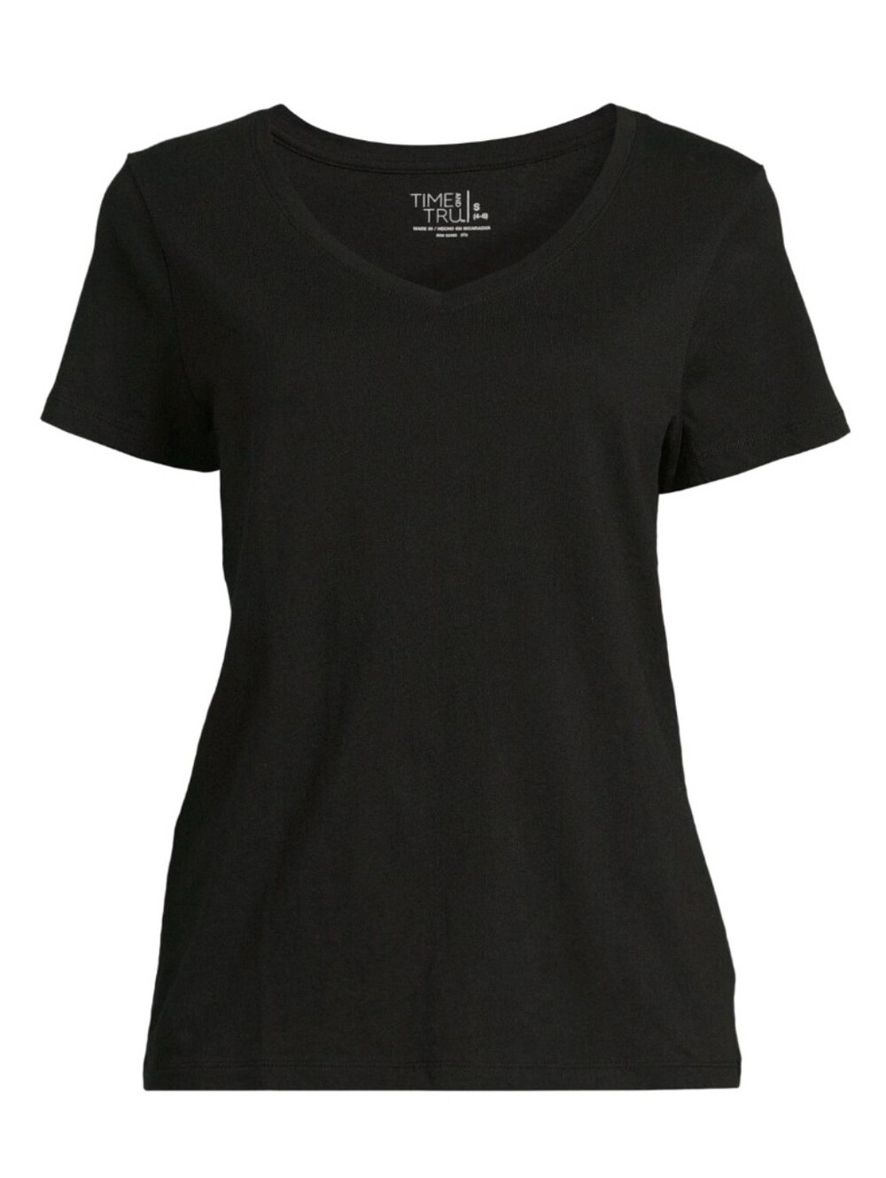 TIME AND TRU SEAMLESS TEE-SHIRT 100% SOFT COTTON BLEND SHORT SLEEVE V- NECK Sz M